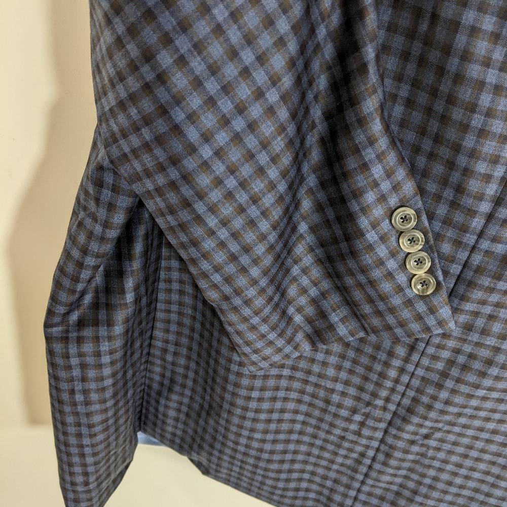 Mens Blue Plaid Blazer 51 Virgin Wool J Hilburn New with Tags - Picture 5 of 13